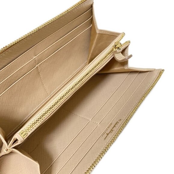 Salvatore Ferragamo Gancini - Beige Leather Long Wallet 105-073025 - Picture 7 of 11